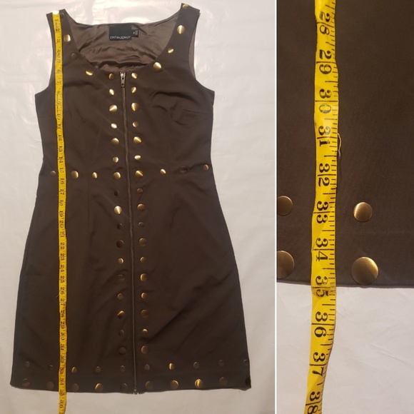 Cynthia Rowley Army Green/Gold Sheath Dress Medium - Picture 4 of 8